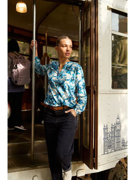 Moodo Vzorčasta modra srajca Moodo