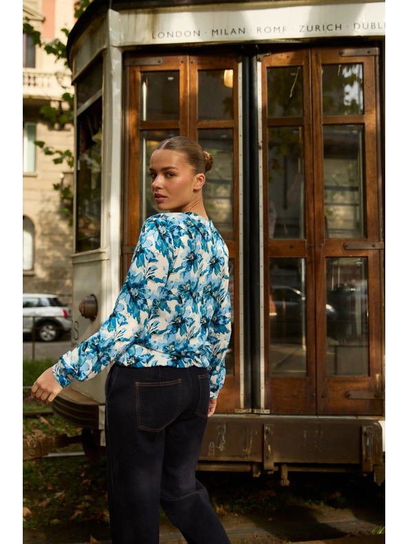 Moodo Vzorčasta modra srajca Moodo