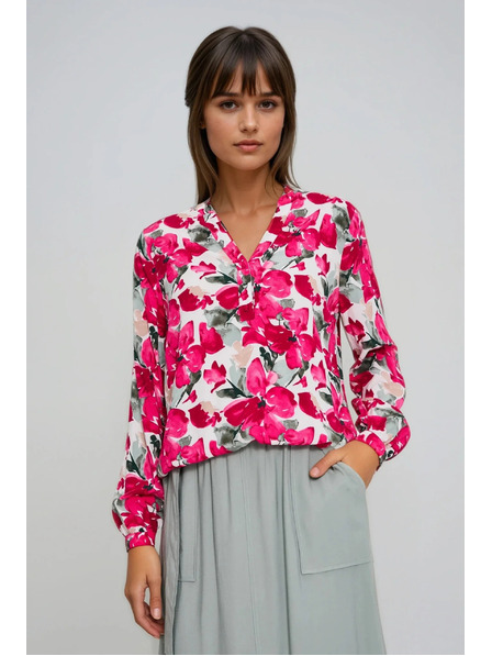 Moodo Vzorčasta fuksijasta srajca Moodo