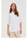 Moodo Bela bluza z zavihani rokavi Moodo