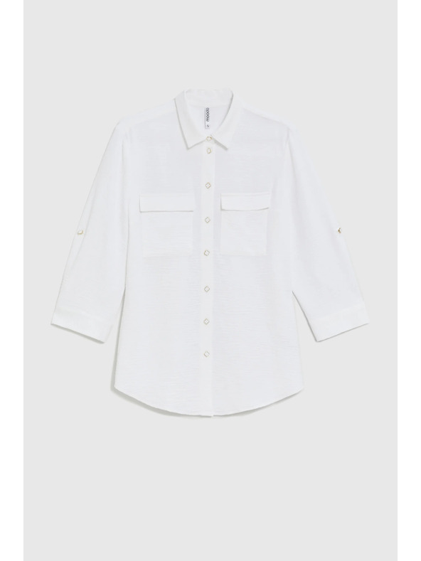 Moodo Bela bluza z zavihani rokavi Moodo