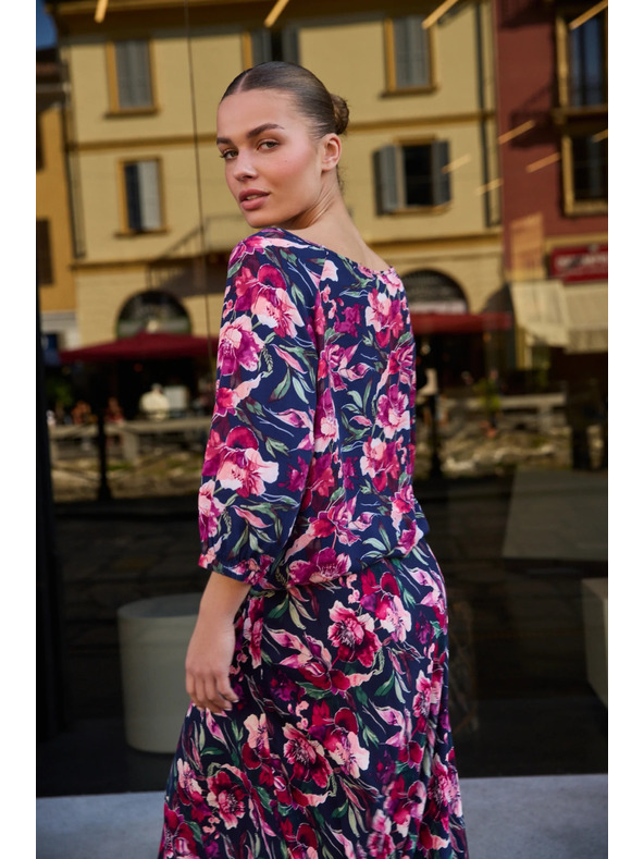 Moodo Temno modra viskozna srajca Moodo s cvetličnim vzorcem