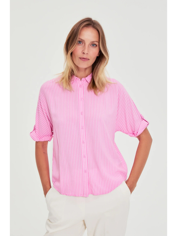 Moodo Rožnata črtasta srajca Moodo