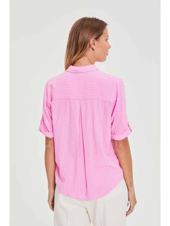 Moodo Rožnata črtasta srajca Moodo