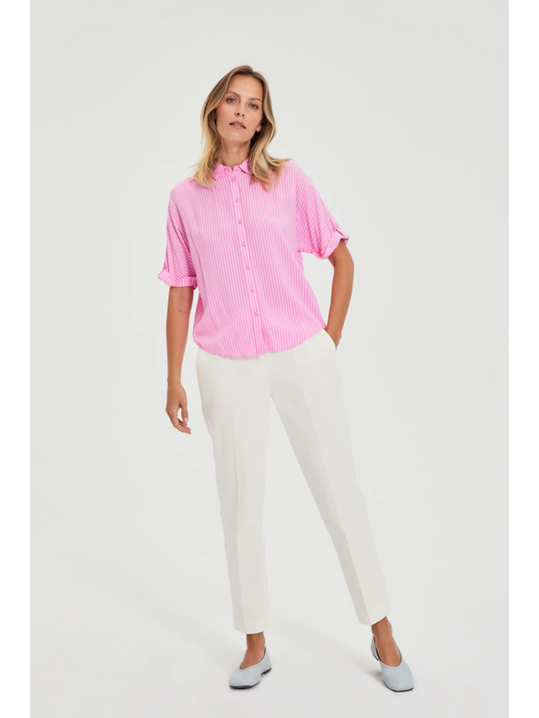 Moodo Rožnata črtasta srajca Moodo