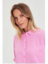 Moodo Rožnata črtasta srajca Moodo