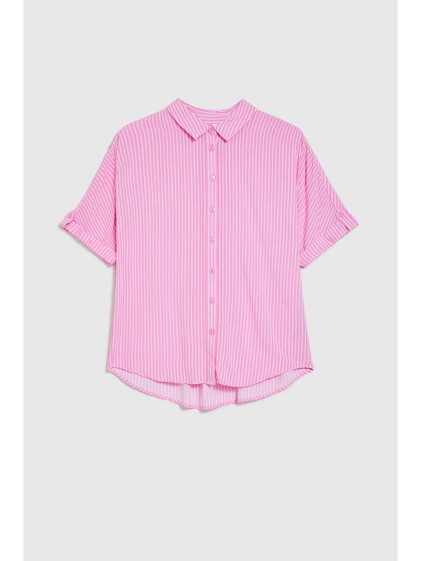 Moodo Rožnata črtasta srajca Moodo