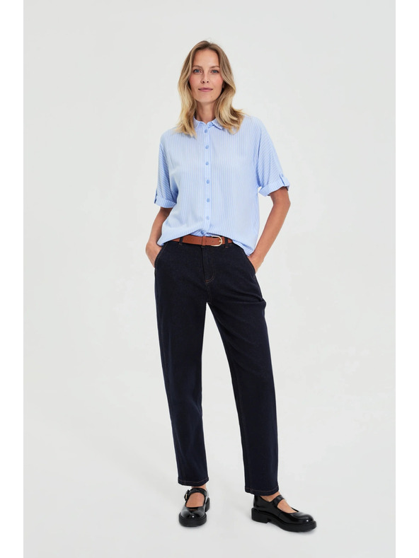 Moodo Svetlo modra črtasta srajca Moodo