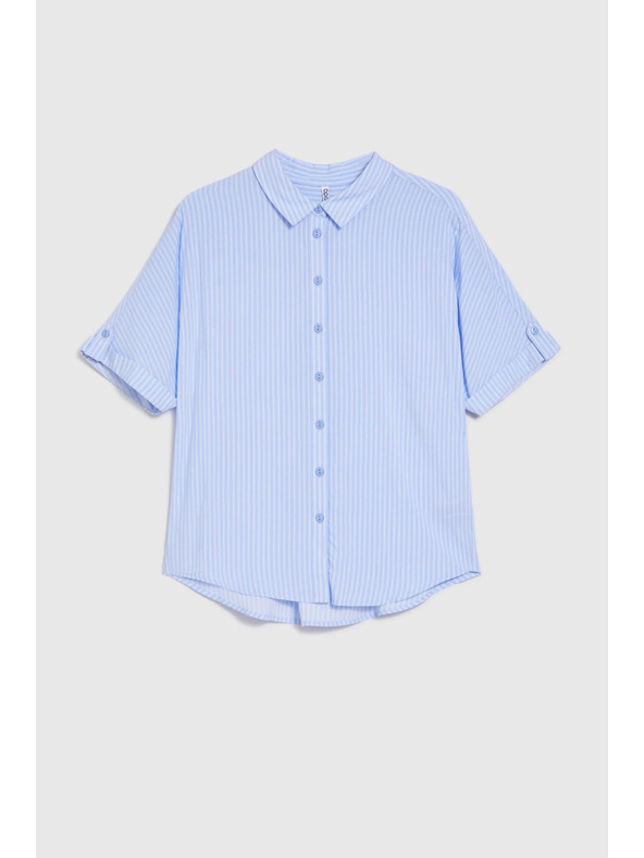 Moodo Svetlo modra črtasta srajca Moodo