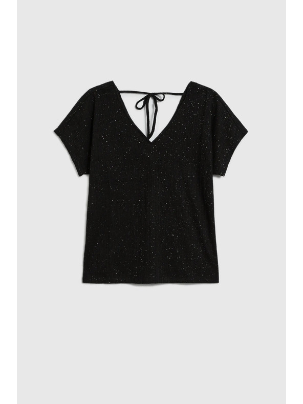 Moodo Sijoč top z vezavo zadaj črne barve Moodo