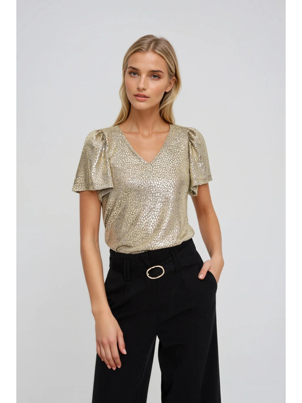 Moodo Bluza z napihnjeni rokavi zlate barve Moodo