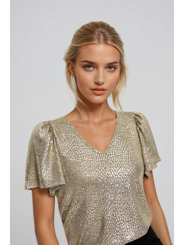 Moodo Bluza z napihnjeni rokavi zlate barve Moodo