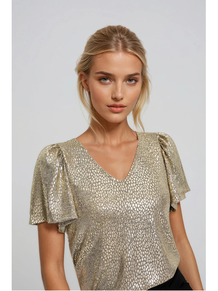 Moodo Bluza z napihnjeni rokavi zlate barve Moodo