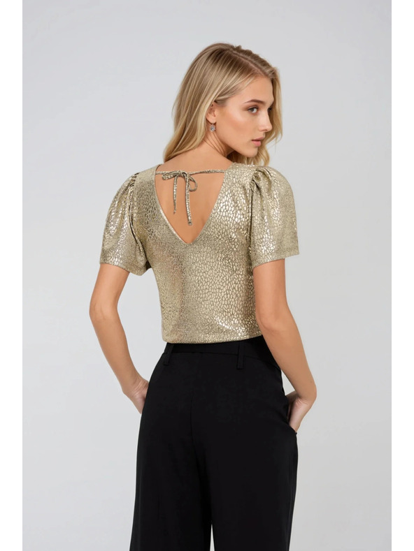 Moodo Bluza z napihnjeni rokavi zlate barve Moodo