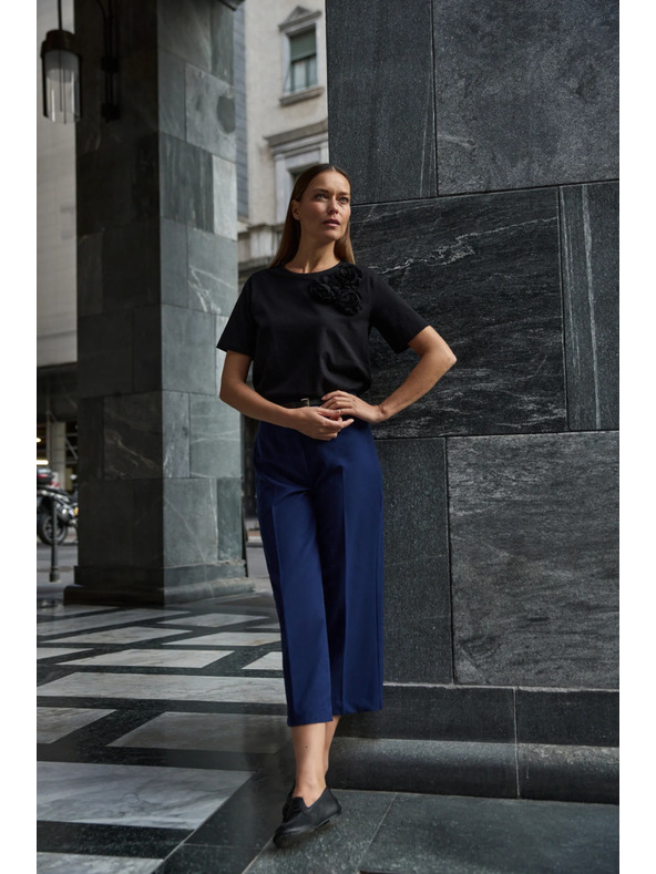 Moodo Bombažna majica z aplikacijo črne barve Moodo