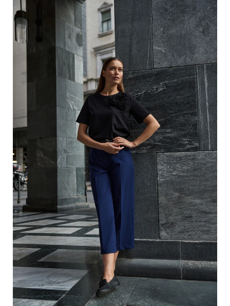 Moodo Bombažna majica z aplikacijo črne barve Moodo