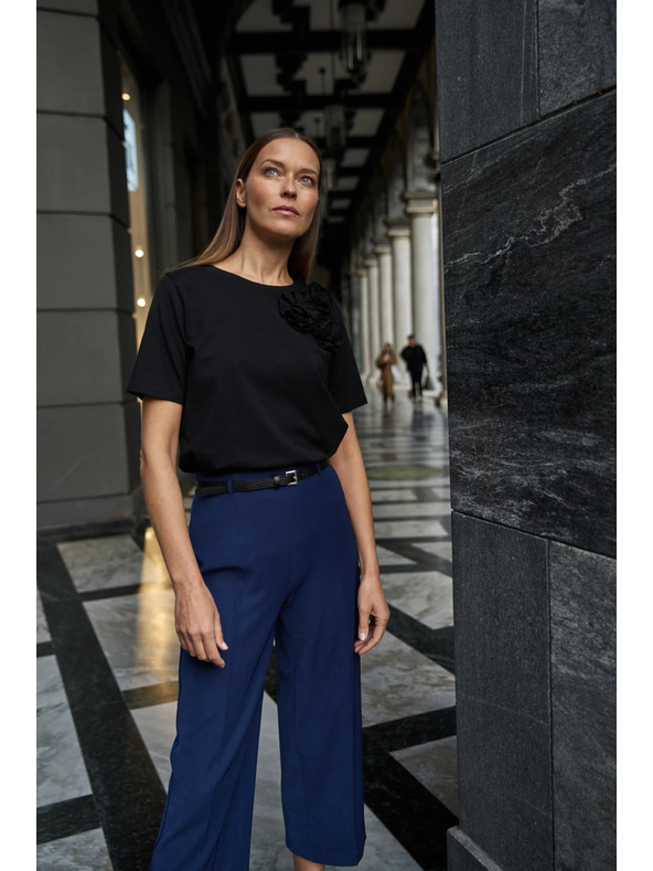 Moodo Bombažna majica z aplikacijo črne barve Moodo