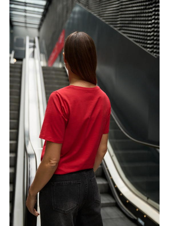 Moodo Bombažna bluza z aplikacijo rdeče barve Moodo