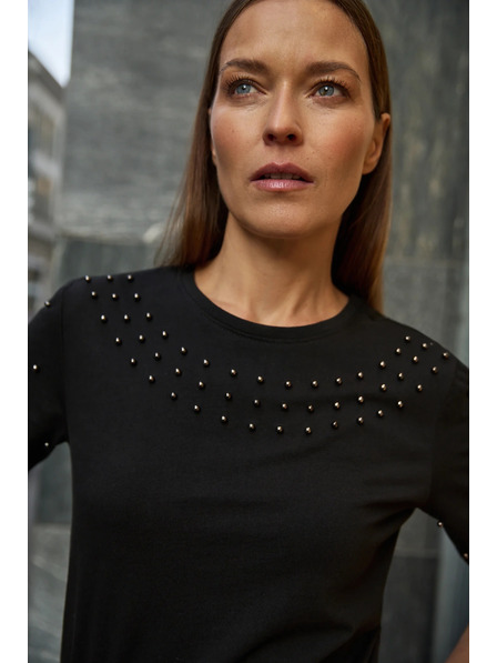Moodo Črna majica z biseri Moodo