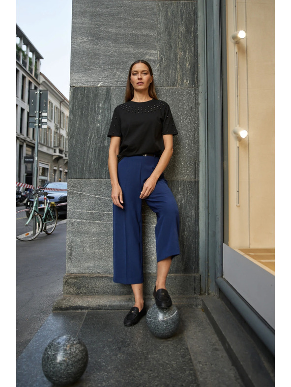 Moodo Črna majica z biseri Moodo