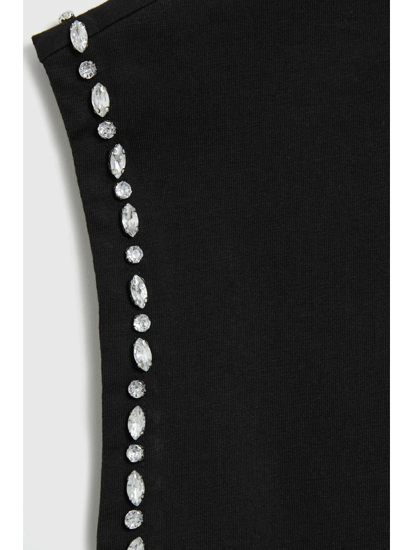 Moodo Bombažna bluza z okrašenimi rokavi črne barve Moodo