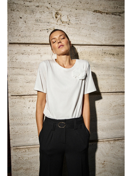 Moodo Bela majica s cvetličnim motivom Moodo