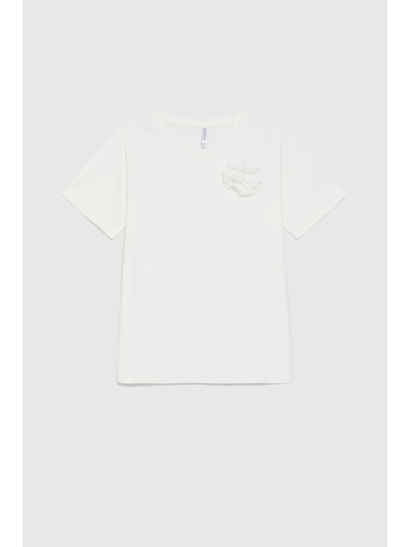 Moodo Bela majica s cvetličnim motivom Moodo