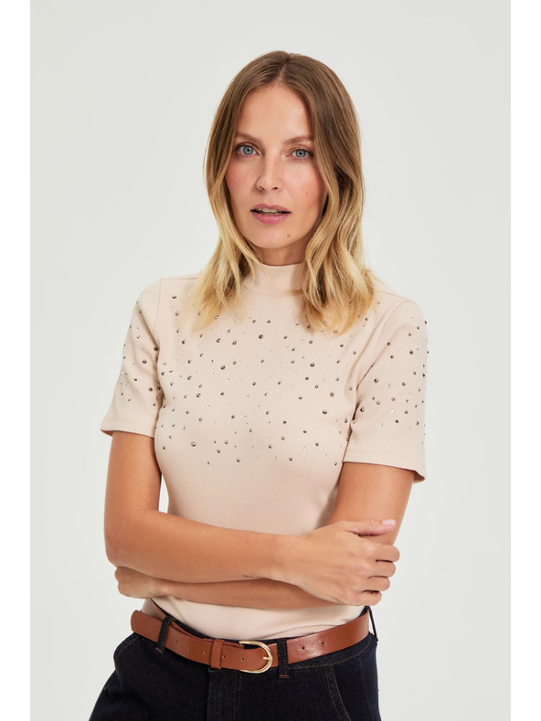 Moodo Bež bluza z žepi Moodo