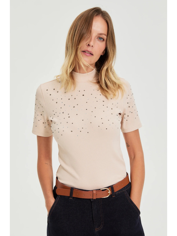 Moodo Bež bluza z žepi Moodo