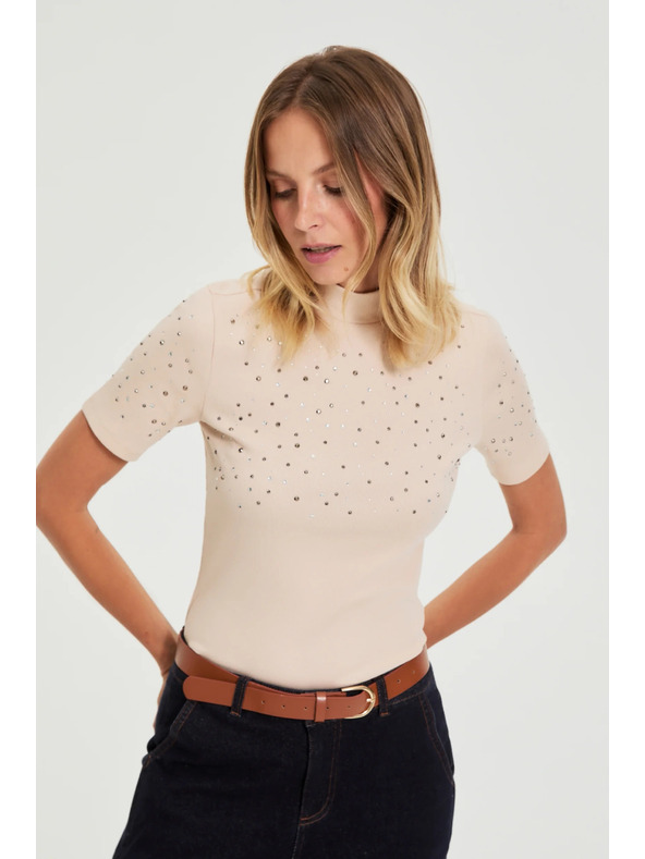 Moodo Bež bluza z žepi Moodo