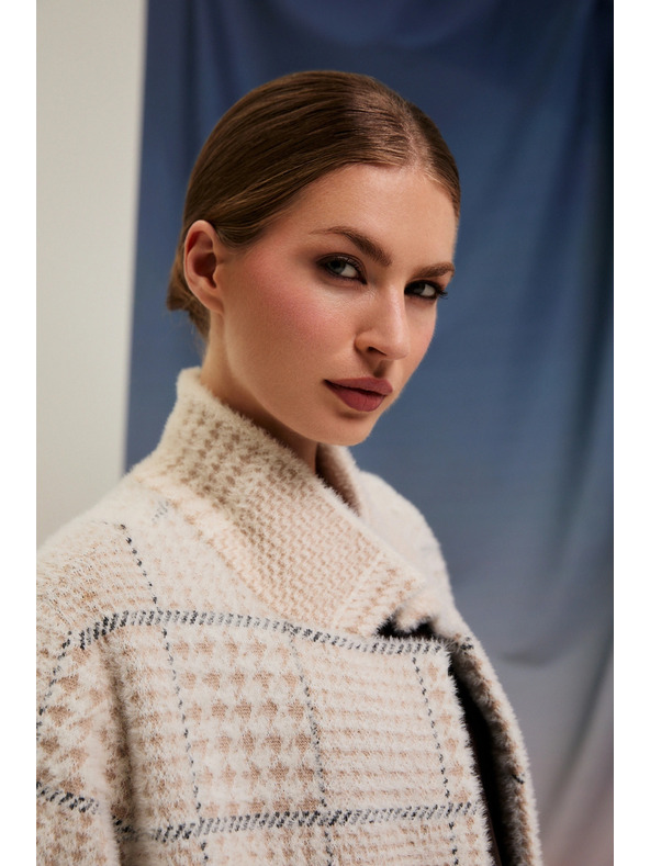 Moodo Karirast bež plašč Moodo