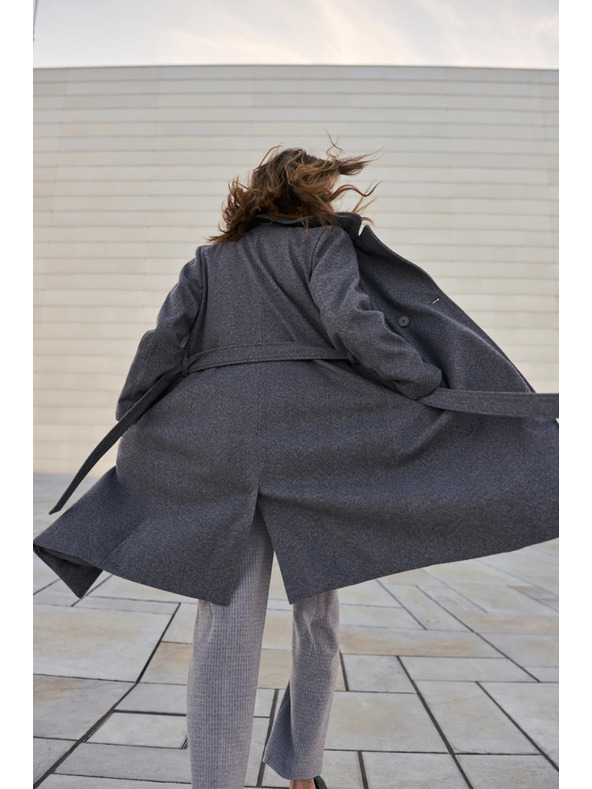 Moodo Siv plašč z pasom Moodo