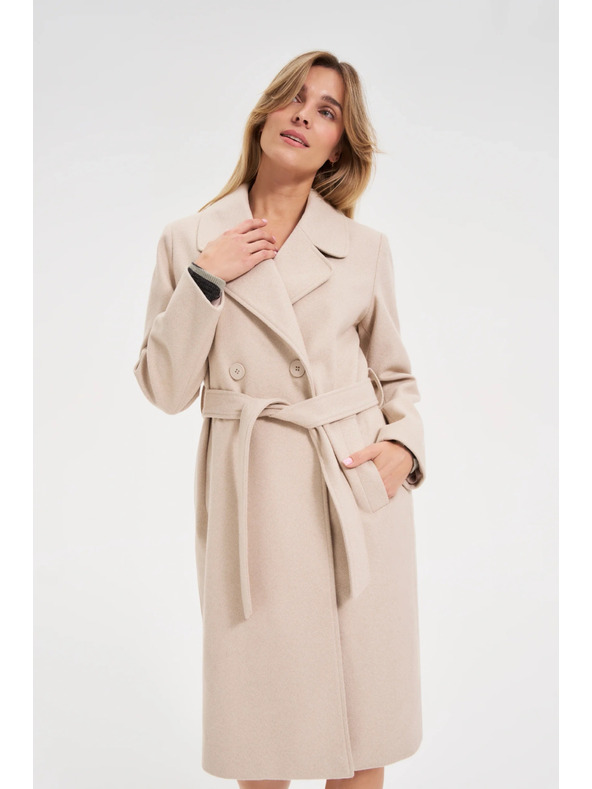 Moodo Plašč z pasom bež barve Moodo