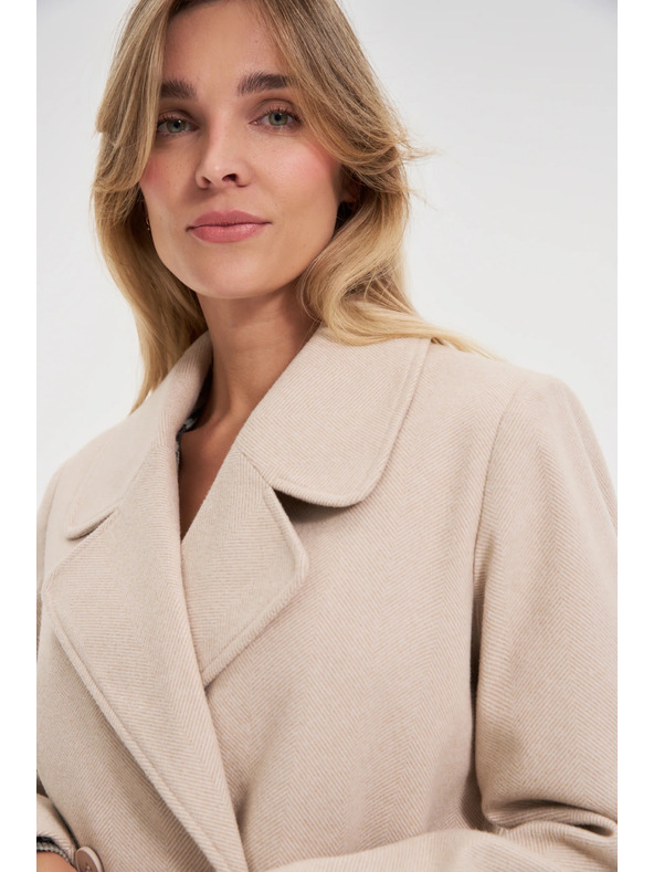 Moodo Plašč z pasom bež barve Moodo