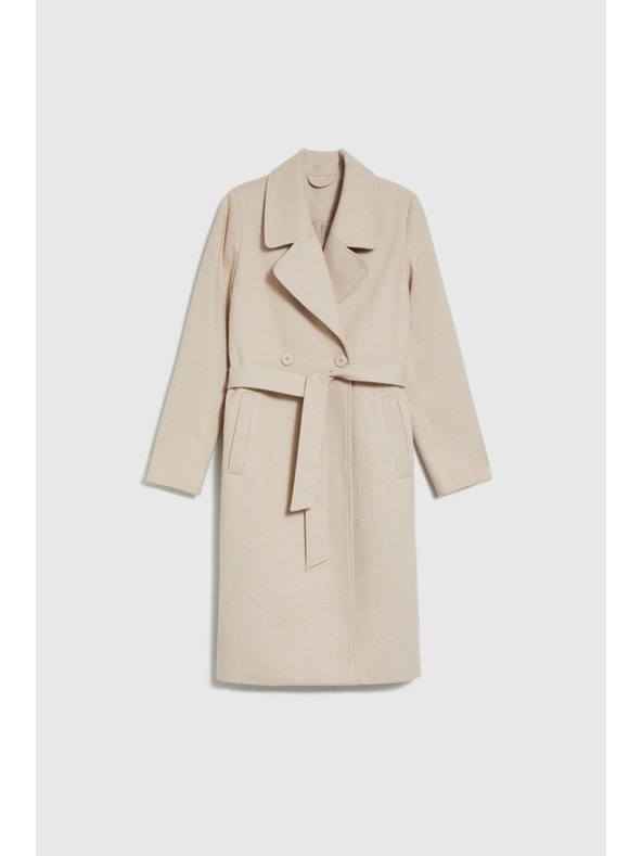 Moodo Plašč z pasom bež barve Moodo