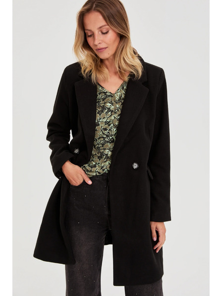 Moodo Dvojredni črni plašč Moodo