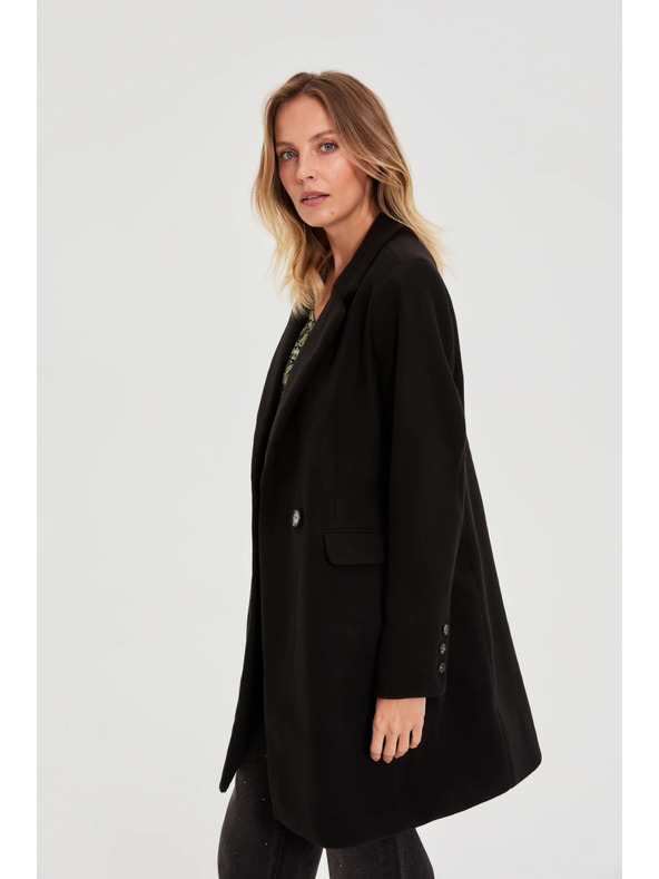 Moodo Dvojredni črni plašč Moodo
