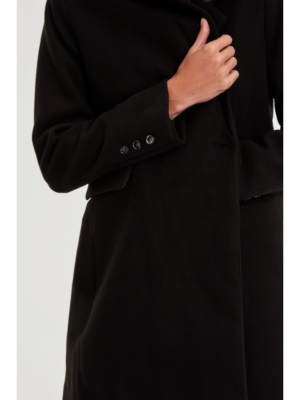 Moodo Dvojredni črni plašč Moodo