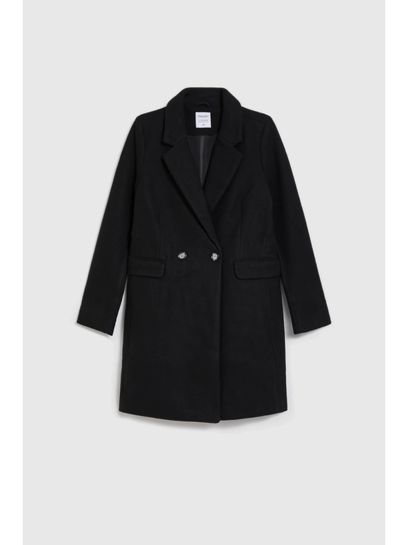 Moodo Dvojredni črni plašč Moodo
