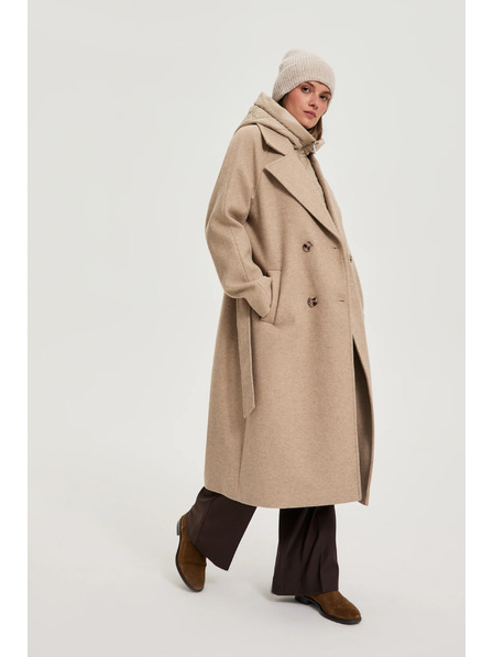 Moodo Dolg bež plašč s kapuco Moodo