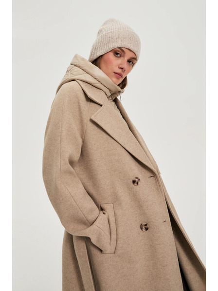 Moodo Dolg bež plašč s kapuco Moodo