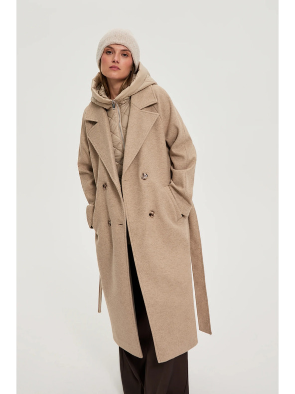 Moodo Dolg bež plašč s kapuco Moodo