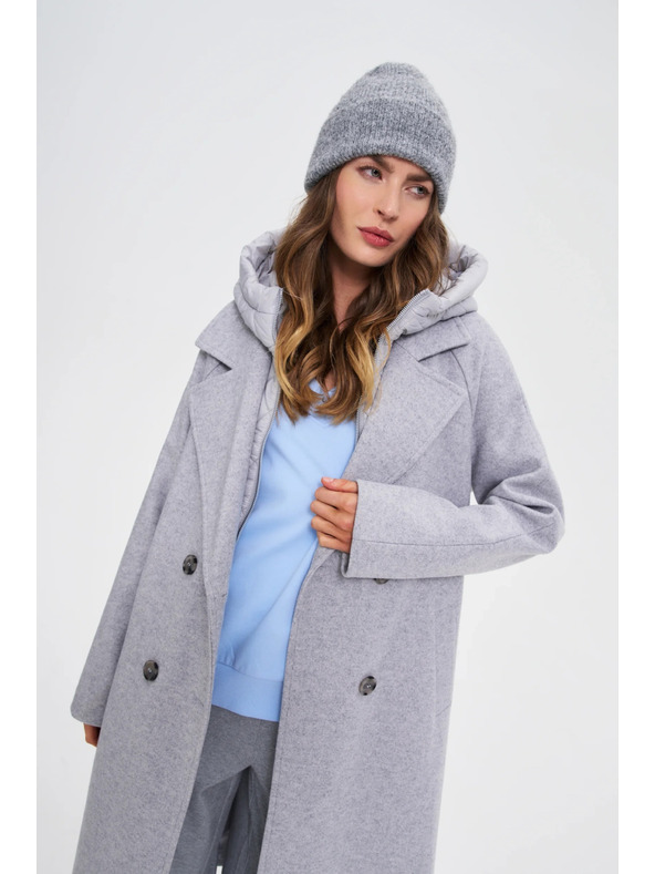 Moodo Dolg siv plašč s kapuco Moodo