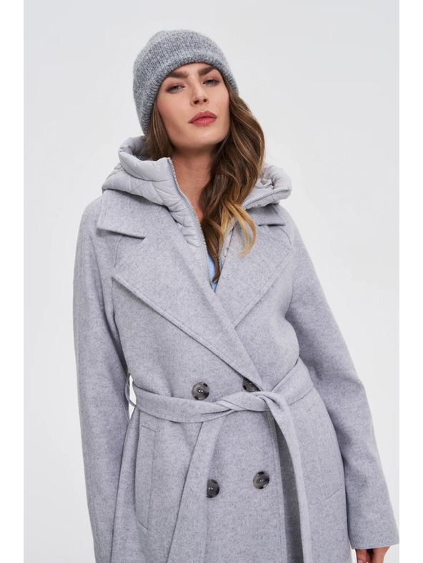 Moodo Dolg siv plašč s kapuco Moodo