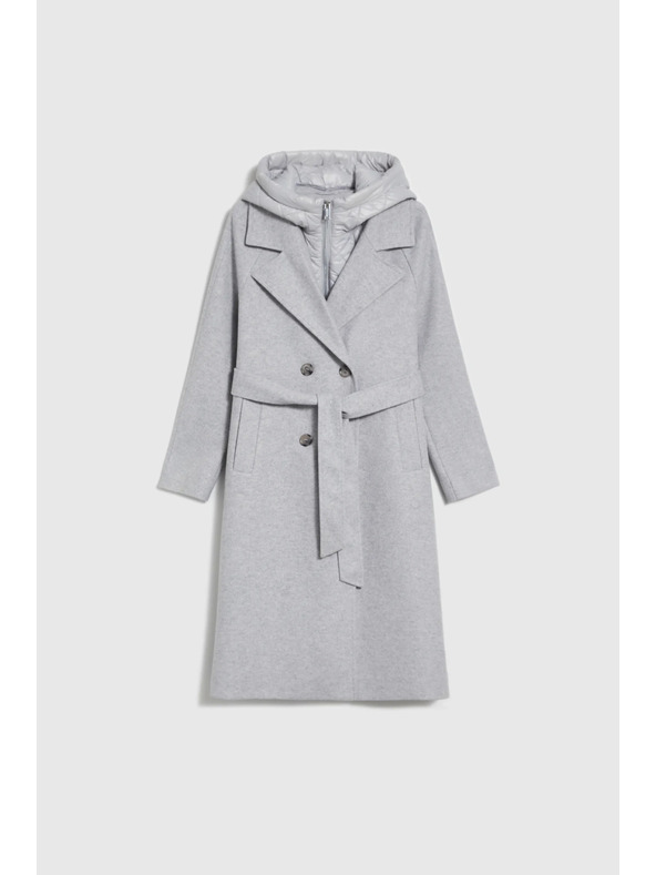 Moodo Dolg siv plašč s kapuco Moodo