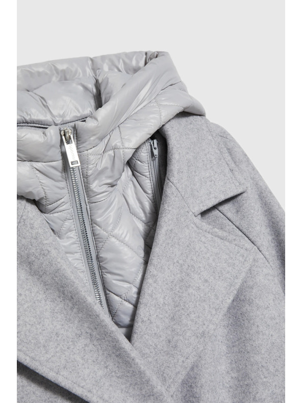 Moodo Dolg siv plašč s kapuco Moodo