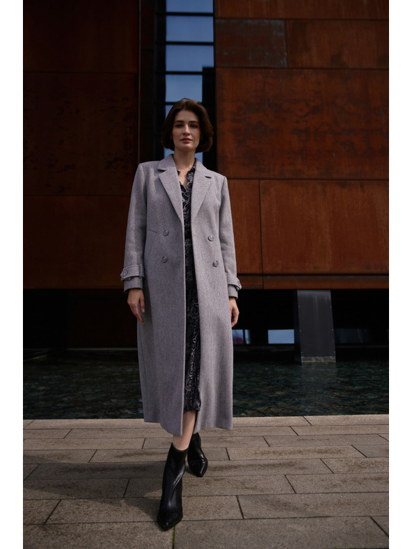 Moodo Dolg siv plašč Moodo