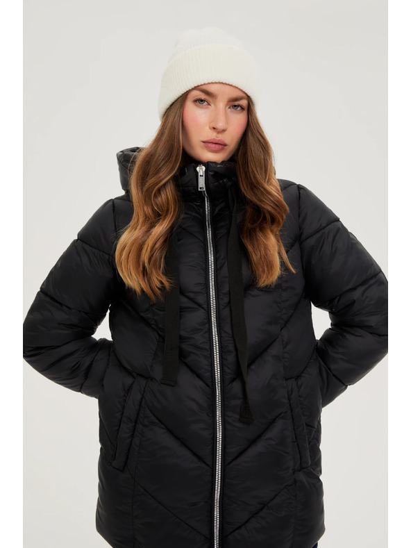 Moodo Prešita jakna s kapuco črna Moodo