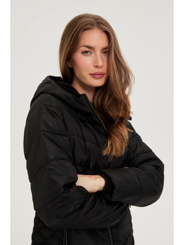 Moodo Jakna s prešito kapuco črna Moodo