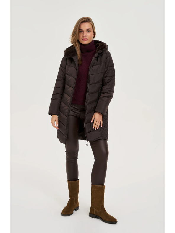 Moodo Jakna s prešito kapuco rjava Moodo